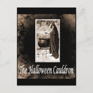 Vintag Halloween Cauldron Postkarte