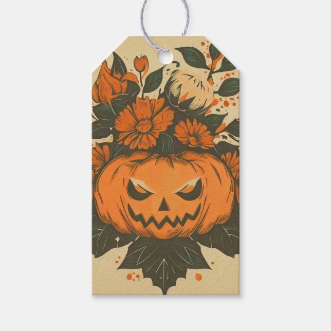 Vintag/Halloween/Fall/Kürbis Geschenkanhänger (Vorderseite)