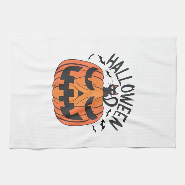 Vintag Halloween Geschirrtuch (Horizontal)