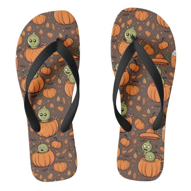 Vintag Halloween Gourd Gang Party Flip Flops (Fußbett)