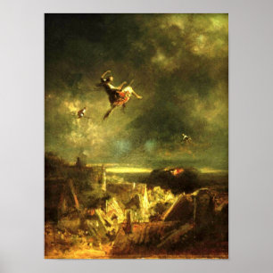 Vintag-Halloween Hexe-Fahrt Poster