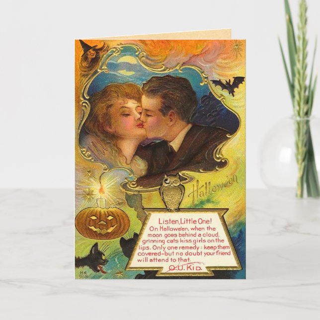 Vintag Halloween Kiss Karte (Vorderseite)
