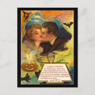 Vintag Halloween Kiss Postkarte
