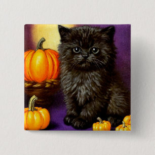 Vintag Halloween Kitten Button