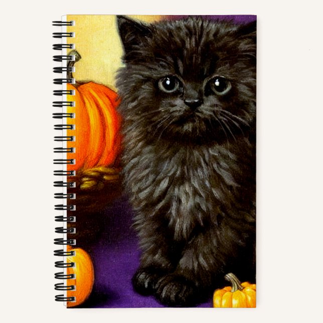 Vintag Halloween Kitten Notizbuch (Vorderseite)