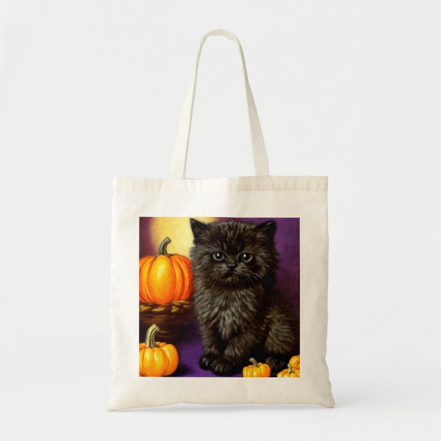 Vintag Halloween Kitten Tragetasche (Vorne)