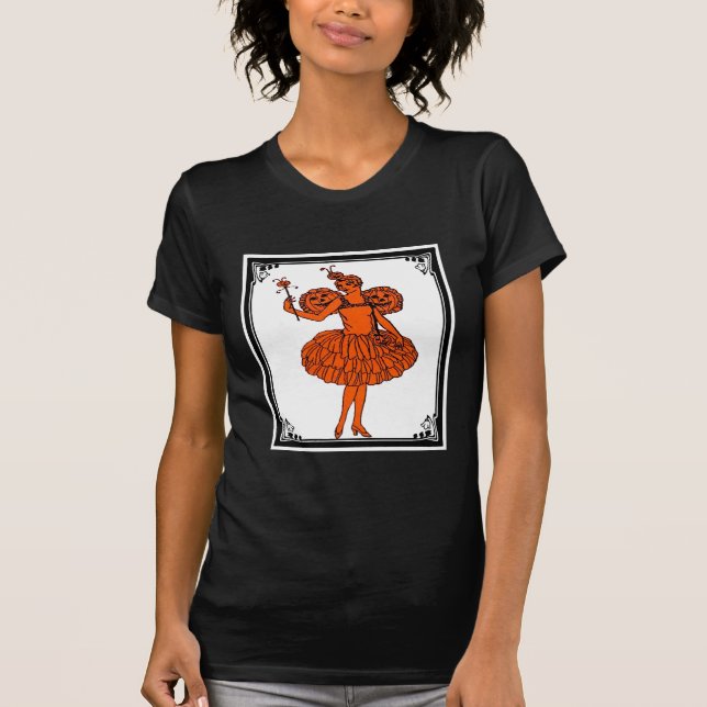 Vintag Halloween Pumpkin Fairy T-Shirt (Vorderseite)