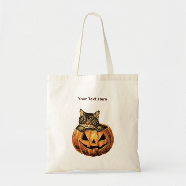 Vintag Halloween Pumpkin Kitty Tragetasche (Vorne)