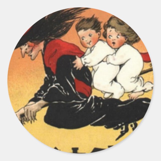 Vintag Halloween Runder Aufkleber (Vorderseite)