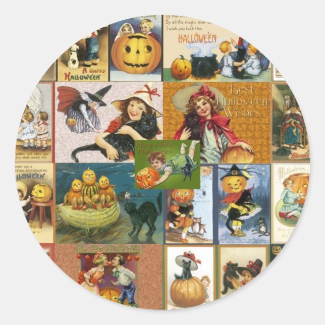 Vintag Halloween Runder Aufkleber (Vorderseite)