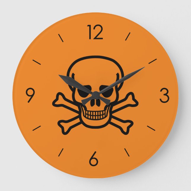 Vintag Halloween Skull Große Wanduhr (Vorderseite)