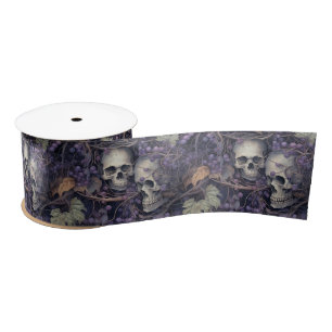Vintag Halloween Skull Satinband