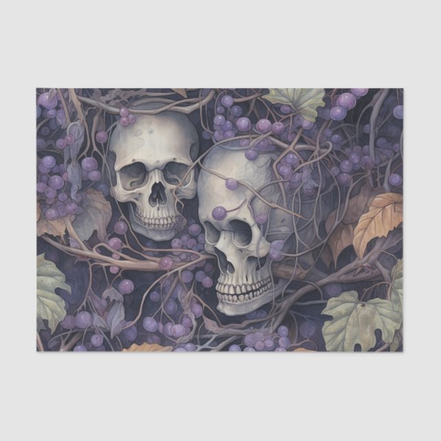 Vintag Halloween Skull Seidenpapier (Vorderseite)