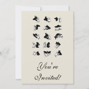 Vintag Hand Puppet Shadow Games Einladung