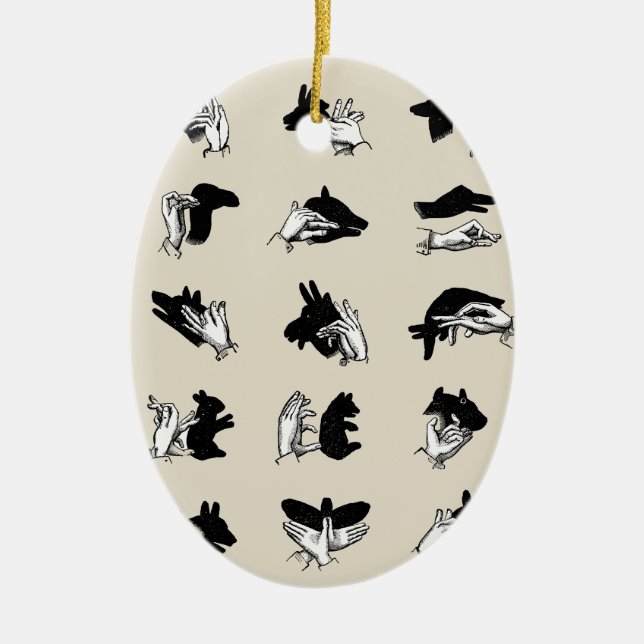 Vintag Hand Puppet Shadow Games Keramik Ornament (Vorne)