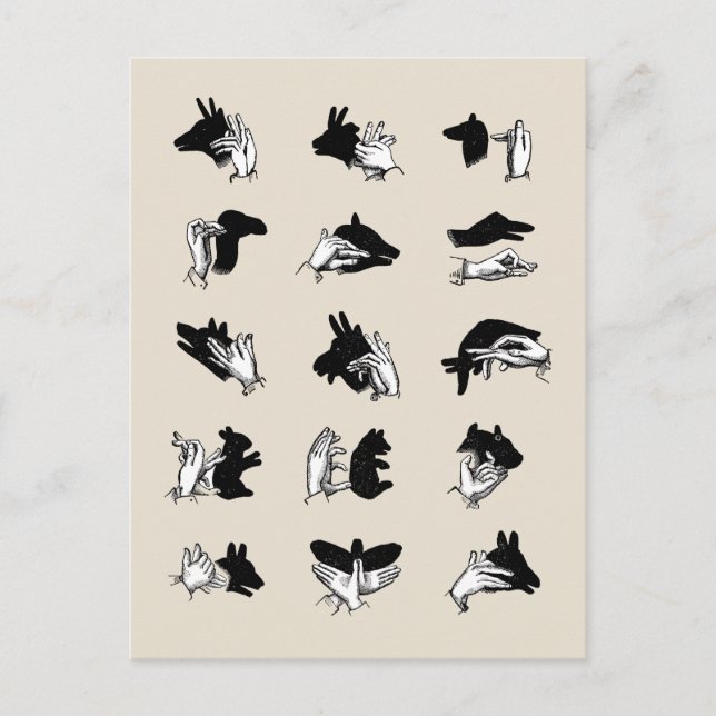 Vintag Hand Puppet Shadow Games Postkarte (Vorderseite)