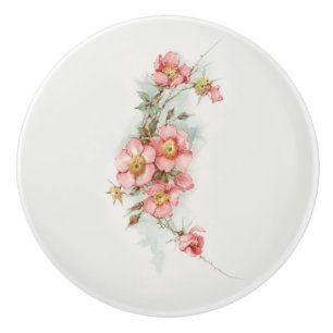 Vintag handgemalte Rose Keramikknauf