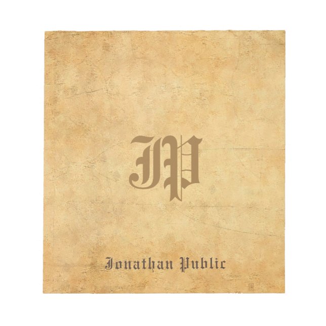 Vintag Handgeschriebene, elegante Monogram-Vorlage Notizblock (Vorderseite)