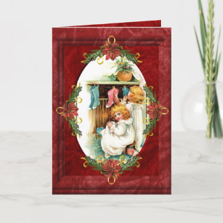 Vintag Hanging Strumpfs Weihnachtskarte Feiertagskarte