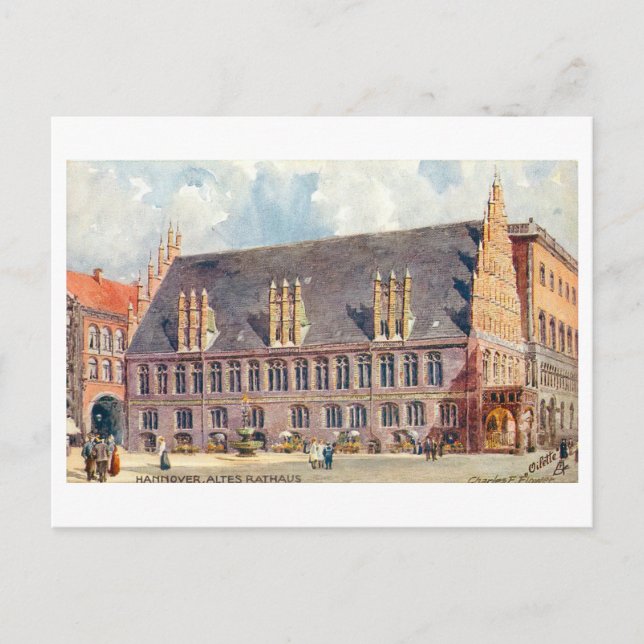 Vintag Hannover Deutschland Rathaus Postkarte (Vorderseite)