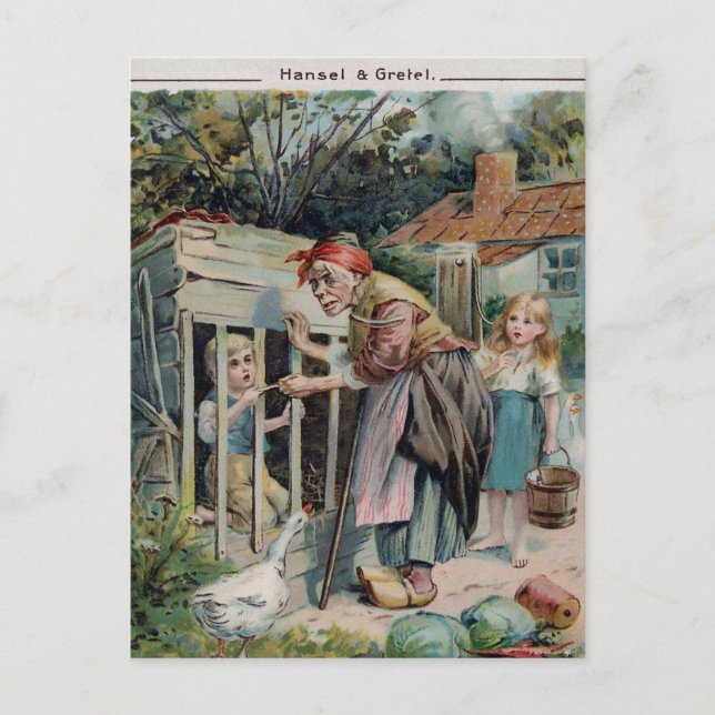 Vintag Hansel & Gretel 1906 Postkarte (Vorderseite)