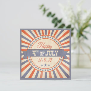 Vintag Happy 4. Juli USA Stars Stripes Party Einladung