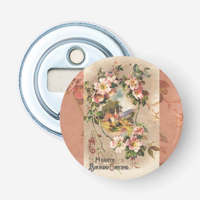 Vintag Happy Birthday Card Artwork Flaschenöffner (Vorderseite)