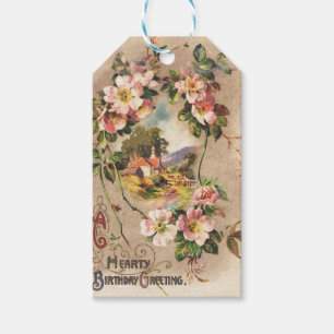 Vintag Happy Birthday Card Artwork Geschenkanhänger