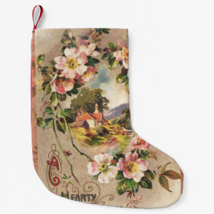 Vintag Happy Birthday Card Artwork Kleiner Weihnachtsstrumpf