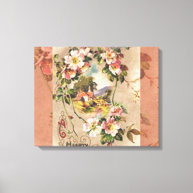 Vintag Happy Birthday Card Artwork Leinwanddruck (Vorderseite)