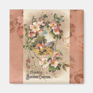 Vintag Happy Birthday Card Artwork Magnet