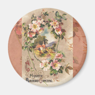 Vintag Happy Birthday Card Artwork Magnet