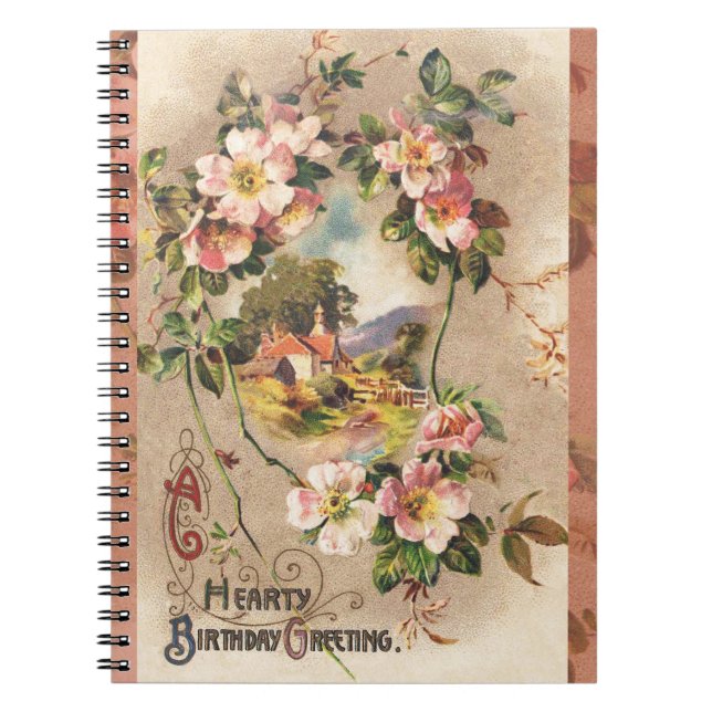 Vintag Happy Birthday Card Artwork Notizblock (Vorderseite)