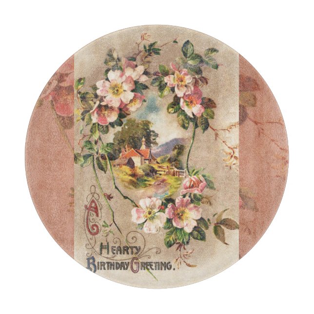Vintag Happy Birthday Card Artwork Schneidebrett (Vorderseite)
