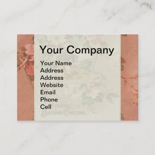 Vintag Happy Birthday Card Artwork Visitenkarte (Vorderseite)