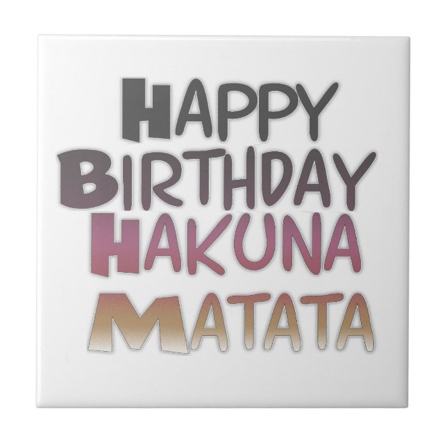 Vintag Happy Birthday Hakuna Matata Lila Inspir Fliese (Vorderseite)