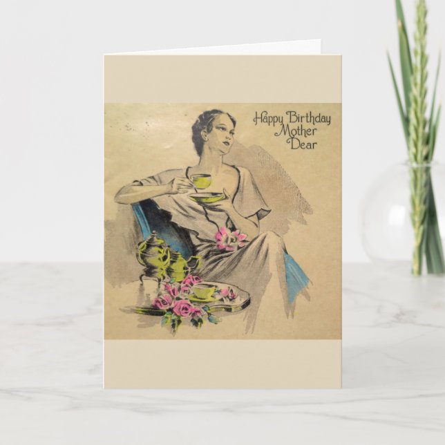 Vintag - Happy Birthday Mother Karte (Vorderseite)