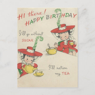 Vintag Happy Birthday Tea Postkarte