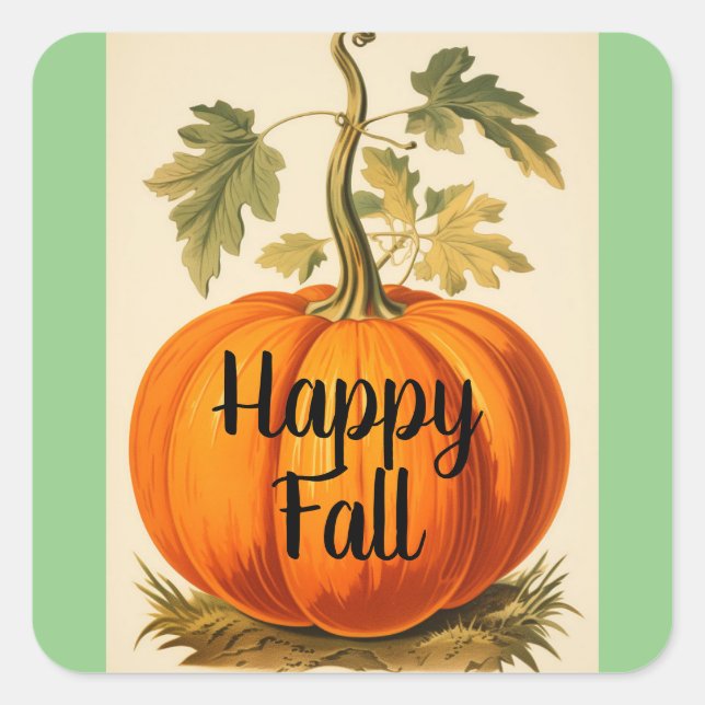 Vintag Happy Fall Pumpkin Sticker (Vorderseite)