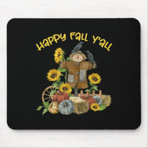 Vintag Happy Fall Y'all Scarecrow Erntedank Ha Mousepad