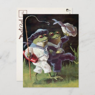 Vintag Happy Frogs Postcard  Postkarte