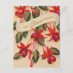 Vintag Happy Geburtstag Blumen Postkarte