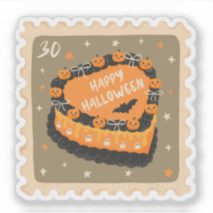 Vintag Happy Halloween Cake Briefmarke Aufkleber