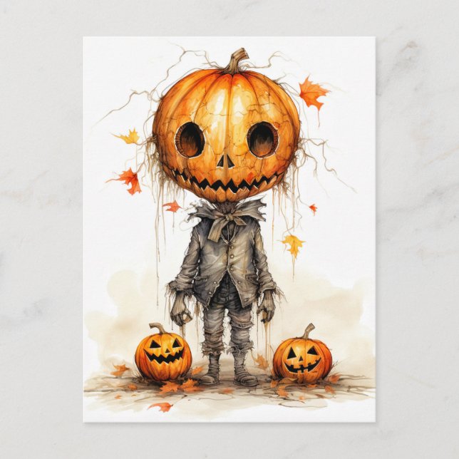 Vintag Happy Halloween Fiend Postkarte (Vorderseite)