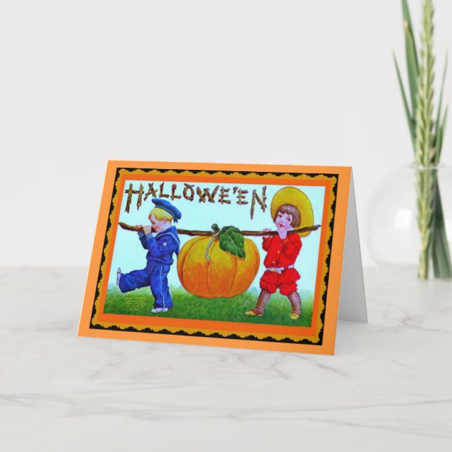 Vintag Happy Halloween Pumpkin - Halloween Card Karte (Vorderseite)