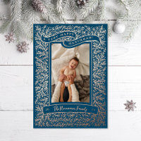 Vintag Happy Hanukkah Holiday Foto Foil Card