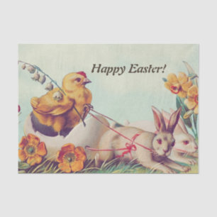 Vintag Happy Oaster Bunnies und Huhn Seidenpapier