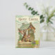 Vintag Happy Oaster Bunny House Spring Postkarte (Stehend Vorderseite)