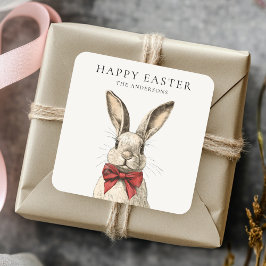 Vintag Happy Oaster Bunny Nostalgic Quadratischer Aufkleber