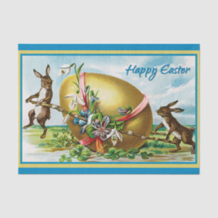 Vintag Happy Oaster Bunny Rabbits Ostereier Seidenpapier